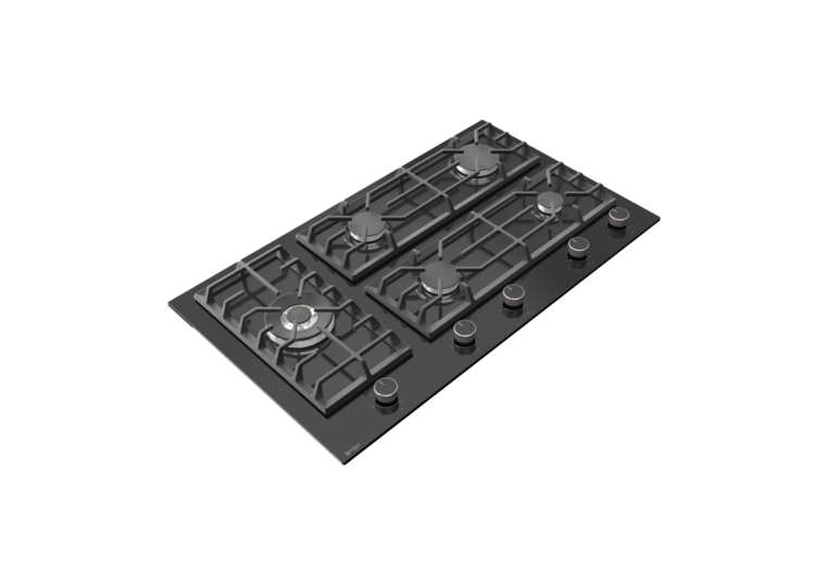 Wiggo WH-G935GR(B) - Inbouw gaskookplaat met Wok - 90cm - Zwart Glas