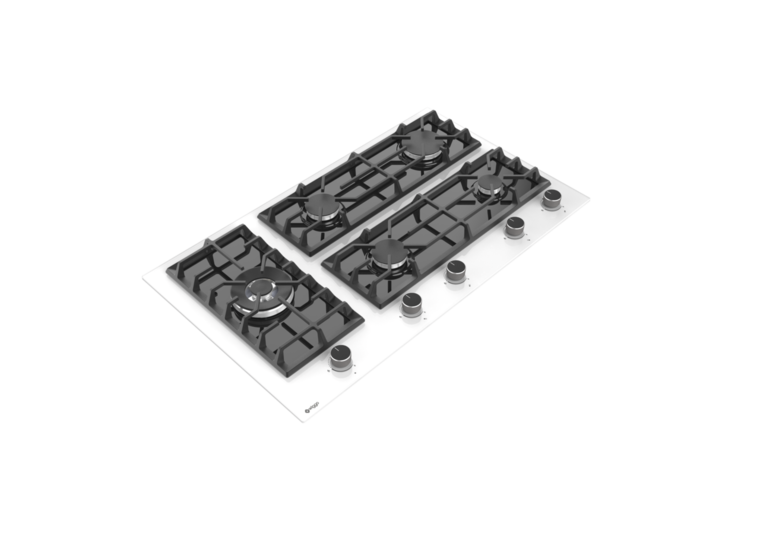 Wiggo WH-G935GR(W) - Inbouw gaskookplaat met Wok - 90cm - Wit Glas