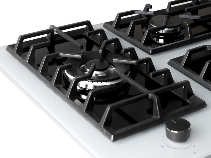 Wiggo WH-G935GR(W) - Inbouw gaskookplaat met Wok - 90cm - Wit Glas