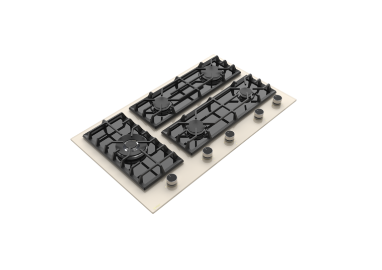 Wiggo WH-G935GR(C) - Inbouw gaskookplaat met Wok - 90cm - Creme Glas