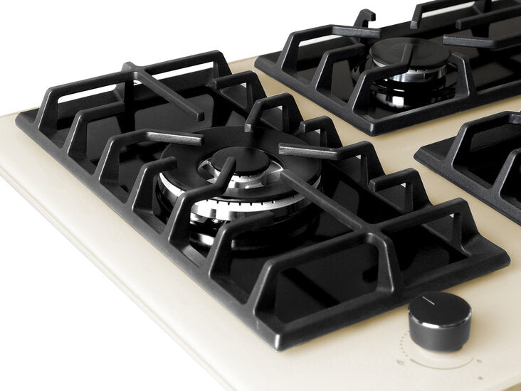 Wiggo WH-G935GR(C) - Inbouw gaskookplaat met Wok - 90cm - Creme Glas