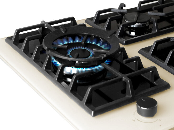 Wiggo WH-G935GR(C) - Inbouw gaskookplaat met Wok - 90cm - Creme Glas