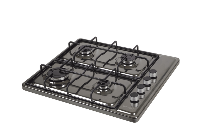 Wiggo WH-G604F(T) - Vrijstaande gaskookplaat - 4 kookzones - Titanium