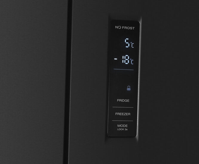 Wiggo WR-MD18(DX) - Amerikaanse Koelkast - No Frost - Water Dispenser - Met Display - Super Freeze - 419 Liter - Zwart
