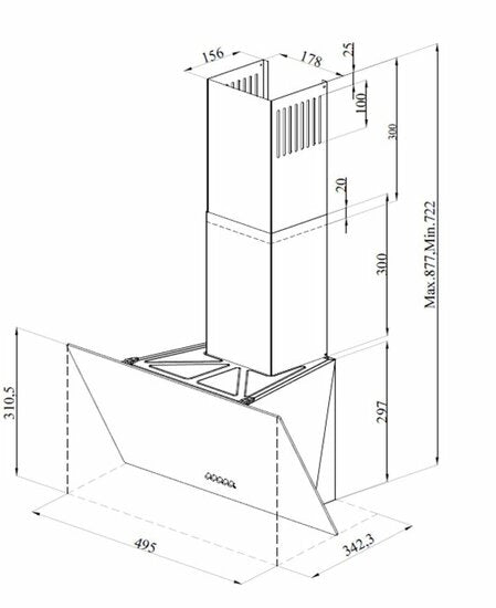 Wiggo WE-D531G(B) - Schuine Afzuigkap - 50cm - Zwart Glas