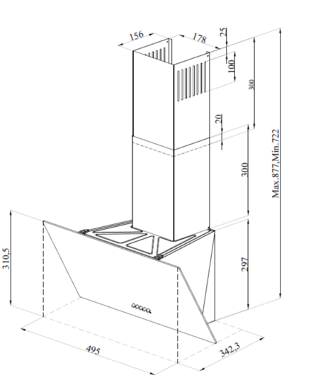 Wiggo WE-D531G(C) - Schuine Afzuigkap - 50cm - Creme Glas