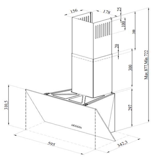 Wiggo WE-D631G(W)- Schuine Afzuigkap - 60cm - Wit Glas