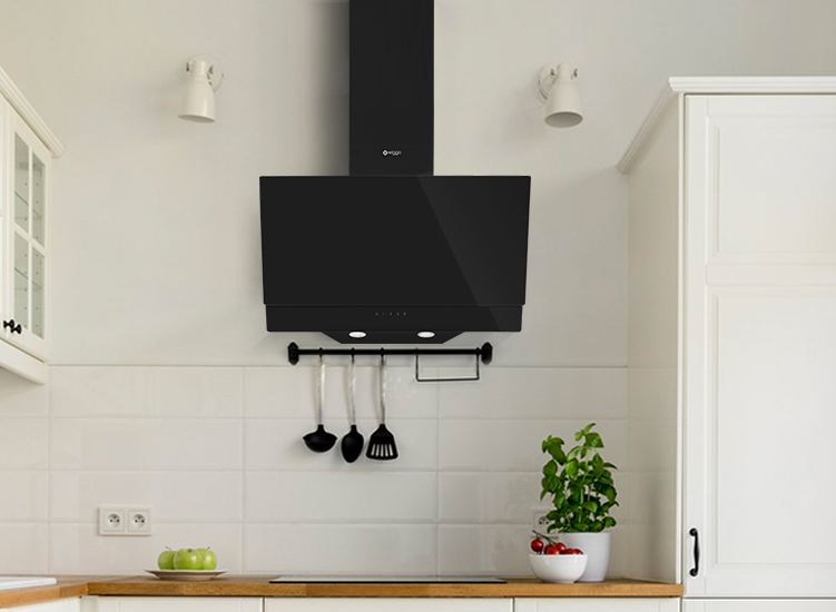 Wiggo WE-D632G(B) - Schuine Afzuigkap - 60cm - Zwart Dubbel Glas