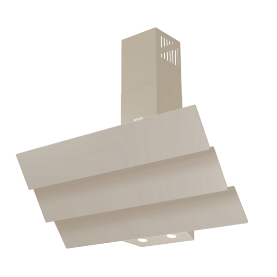 Wiggo WE-D933G(C)- Schuine Afzuigkap - 90cm - Creme Triple Glas