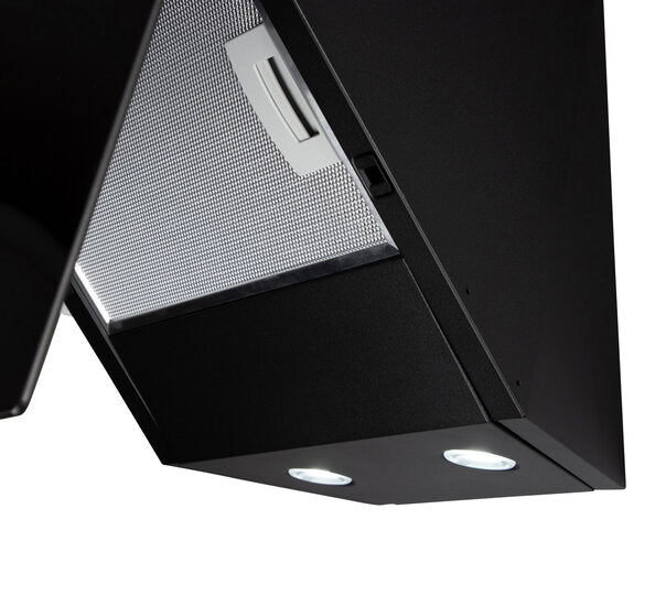 Wiggo WE-A941G(B) - Schuine Afzuigkap - 90cm - Zwart Glas