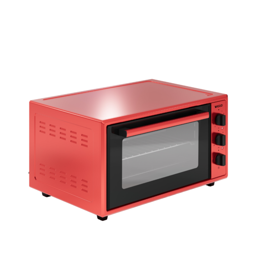 Wiggo WMO-E456(R) - Vrijstaande oven - 45 liter - Rood