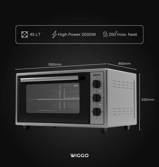 Wiggo WMO-E456(X) - Vrijstaande Oven - 45 liter - Rvs