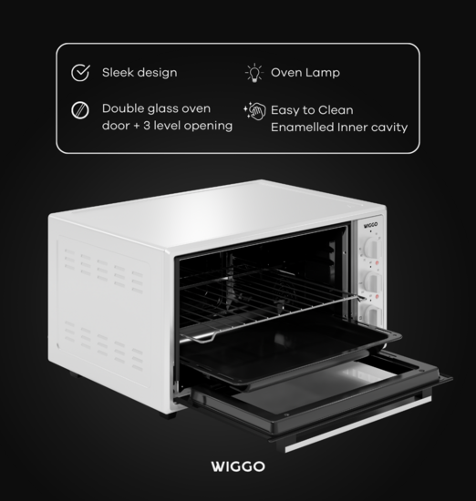 Wiggo WMO-E456(W) - Vrijstaande oven - 45 liter - Wit