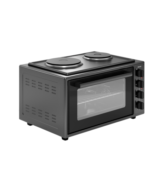 Wiggo WMO-E4562H(B)- Vrijstaande oven met kookplaat - 45 liter - Zwart