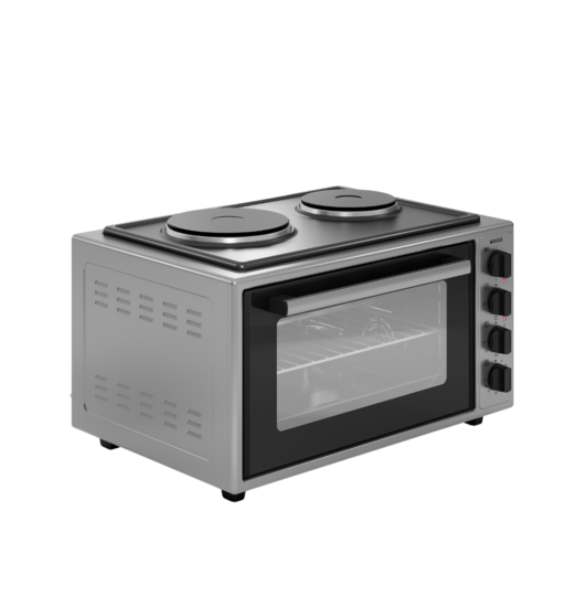 Wiggo WMO-E4562H(G)- Vrijstaande oven met kookplaat - 45 liter - Rvs
