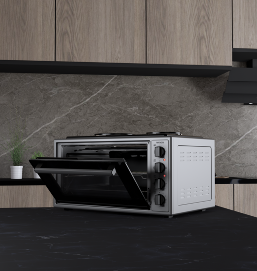 Wiggo WMO-E4562H(G)- Vrijstaande oven met kookplaat - 45 liter - Rvs