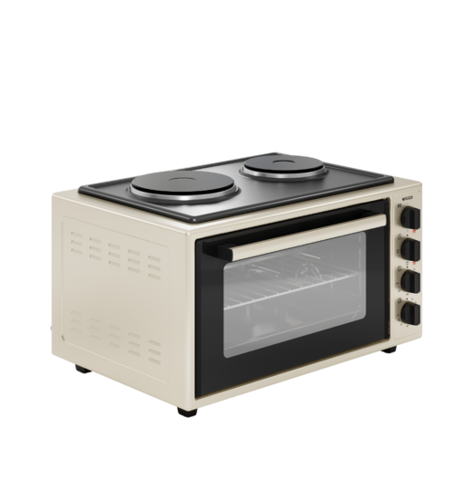 Wiggo WMO-E4562H(C) - Vrijstaande oven met kookplaat - 45 liter - Creme