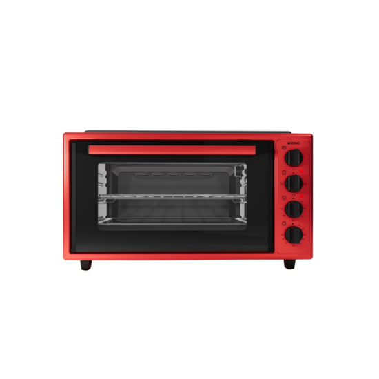 Wiggo WMO-E4562H(R) - Vrijstaande oven met kookplaat - 45 liter - Rood