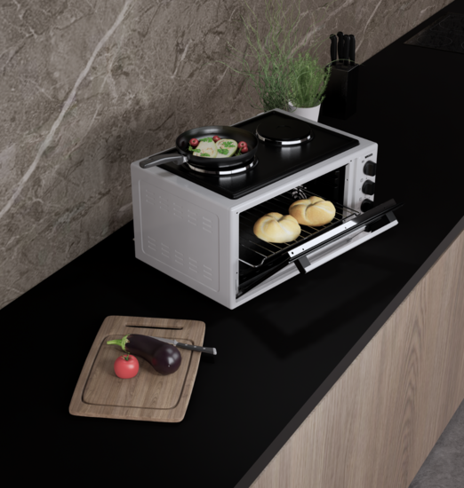 Wiggo WMO-E4562H(W) - Vrijstaande oven met kookplaat - 45 liter - Wit