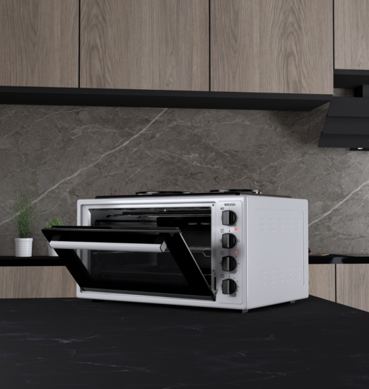 Wiggo WMO-E4562H(W) - Vrijstaande oven met kookplaat - 45 liter - Wit