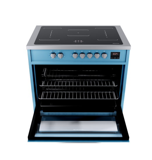 Wiggo WIO-E921A(AX) - Freestanding - Induction - Oven - 90cm - Aqua Blue Inox