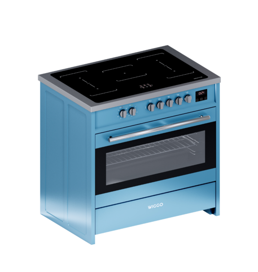 Wiggo WIO-E921A(AX) - Freestanding - Induction - Oven - 90cm - Aqua Blue Inox