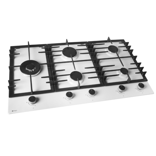 Wiggo WH-G935RR(W) - Inbouw gaskookplaat met Wok - 90cm - Wit