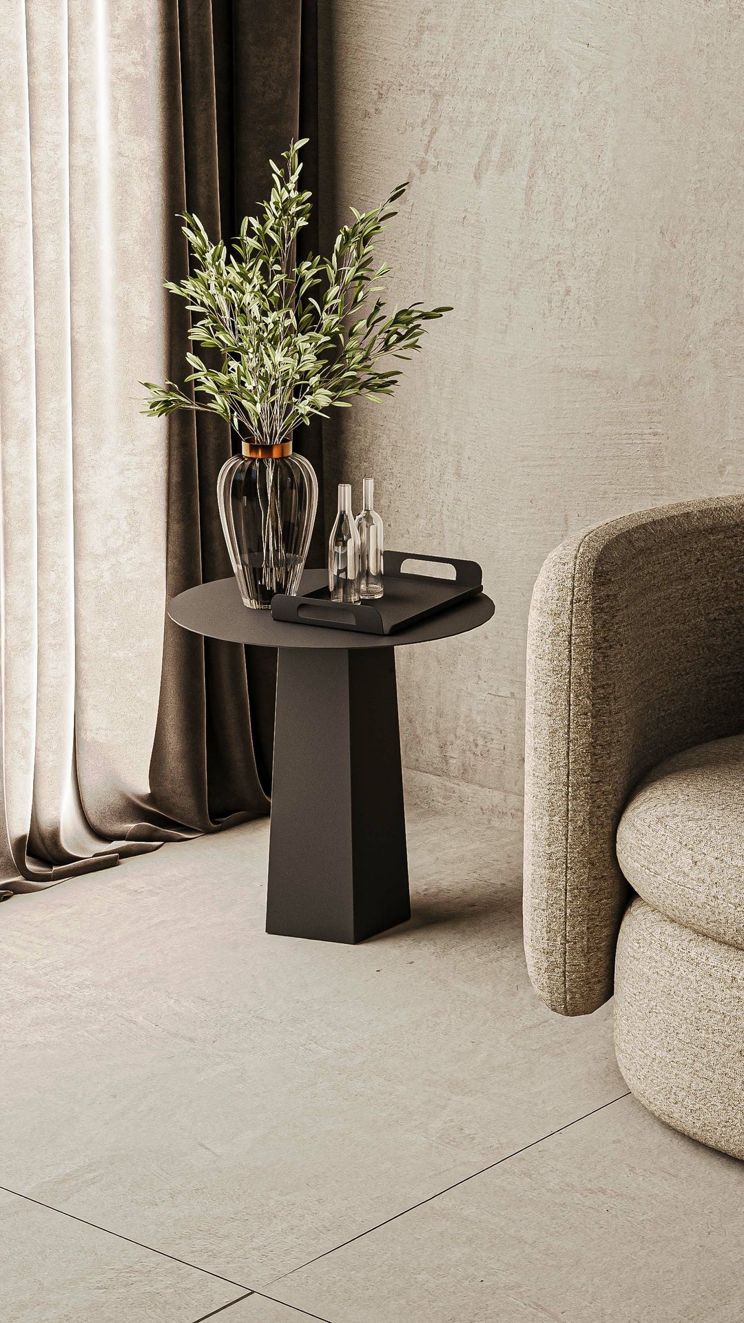 Gorillz Charm Bijzettafel - 50 x 50 cm - koffietafel - Metaal - Rond - Zwart