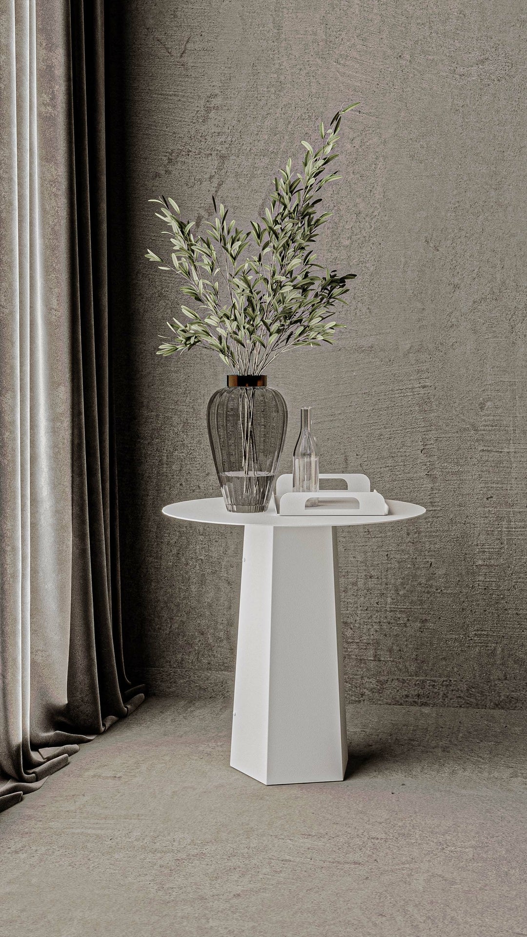 Gorillz Charm Bijzettafel - 50 x 50 cm - koffietafel - Metaal - Rond - Wit