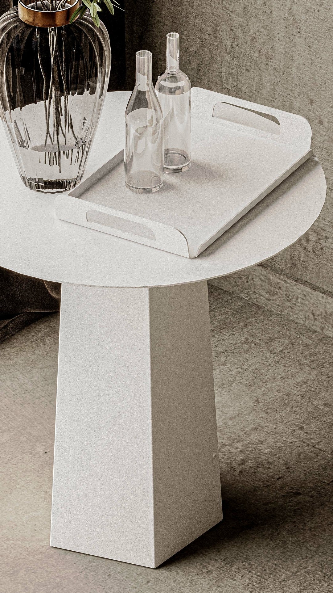 Gorillz Charm Bijzettafel - 50 x 50 cm - koffietafel - Metaal - Rond - Wit