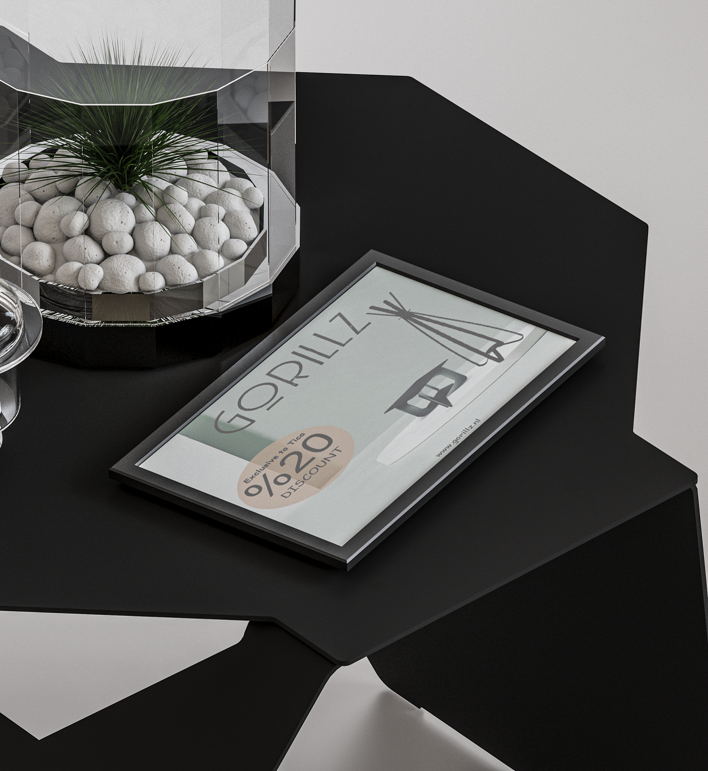 Gorillz Hive Bijzettafel - Moderne Salontafel - koffietafel - Metaal - Design- Zwart