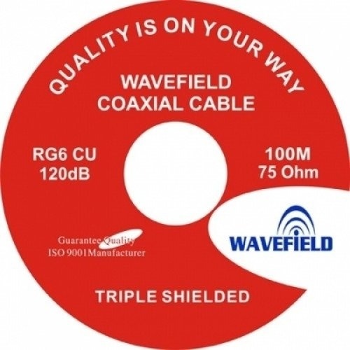 Wavefield RG6 Triple Shield CU White 100m Coax 64-0.12AL