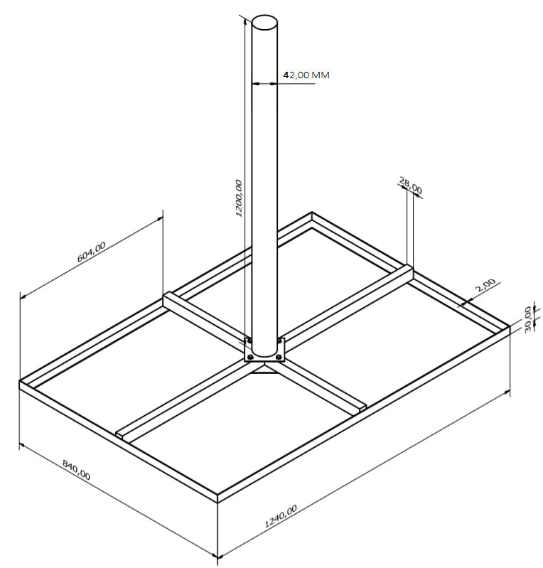 Blueqon KAT4060 Vaste Tegelvoet 120 CM | 42 Ø