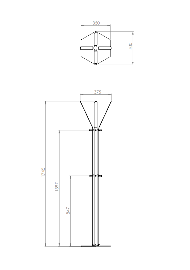 Gorillz Stack - Kapstok Staand - Staande kapstok	- Metaal - 12 Kapstok haken - 174,5 cm - Wit