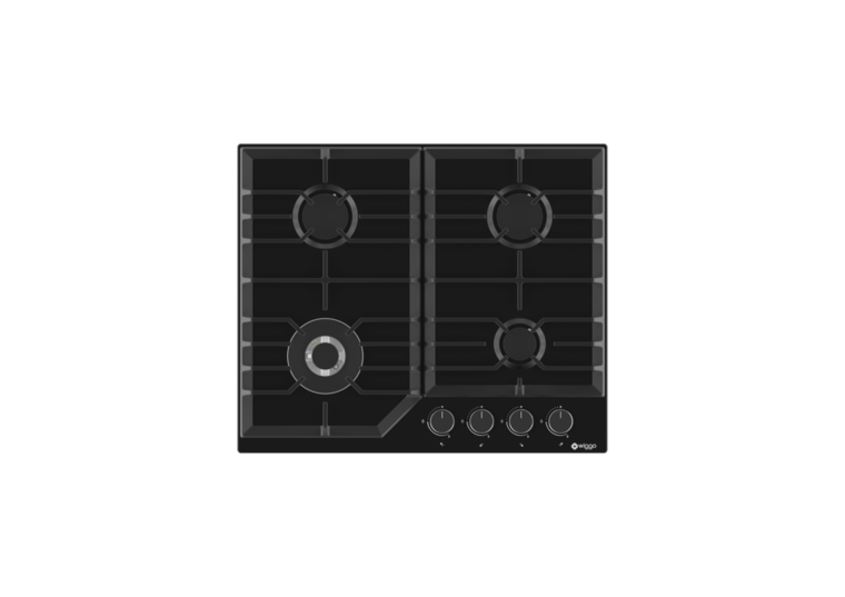 Wiggo WH-G634RL(B) - Inbouw gaskookplaat met Wok - 60cm - Zwart