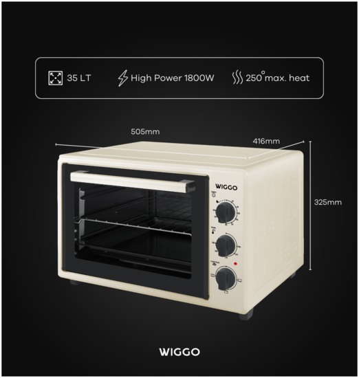 Wiggo WMO-E353(C) - Vrijstaande oven - 35 liter - Creme