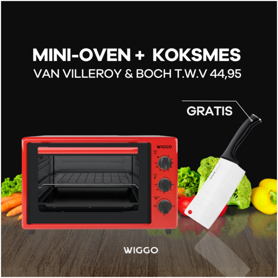 Wiggo WMO-E353(R) - Vrijstaande oven - 35 liter - Rood