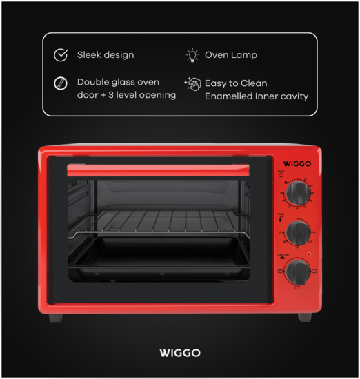 Wiggo WMO-E353(R) - Vrijstaande oven - 35 liter - Rood