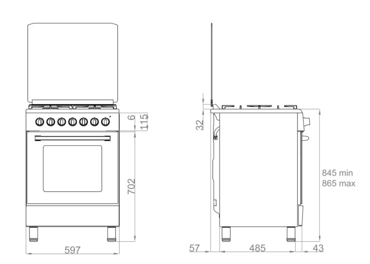 Wiggo WO-E607B(RX) Serie 7 - Gasfornuis - Rood Rvs