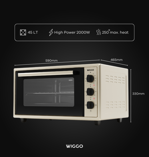 Wiggo WMO-E456(C) - Vrijstaande oven - 45 liter - Creme