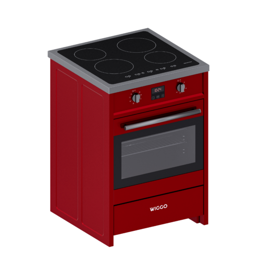 Wiggo WIO-E621A(RX) - Freestanding - Induction - Oven - 60c m - Red Inox