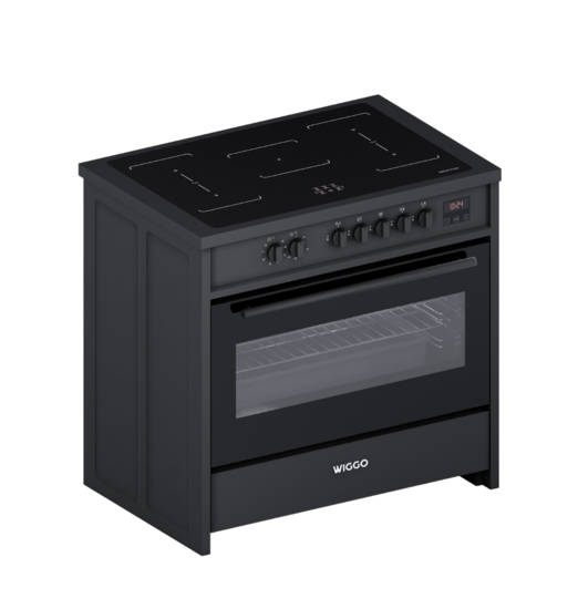 Wiggo WIO-E921A(BB) - Freestanding - Induction - Oven - 90cm - Zwart