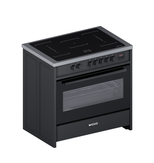 Wiggo WIO-E921A(BX) - Freestanding - Induction - Oven - 90cm - Zwart Inox