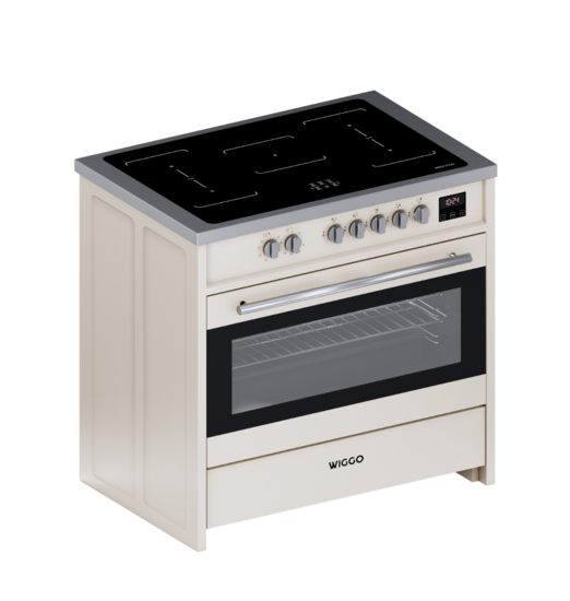 Wiggo WIO-E921A(CX) - Freestanding - Induction - Oven - 90cm - Cream Inox