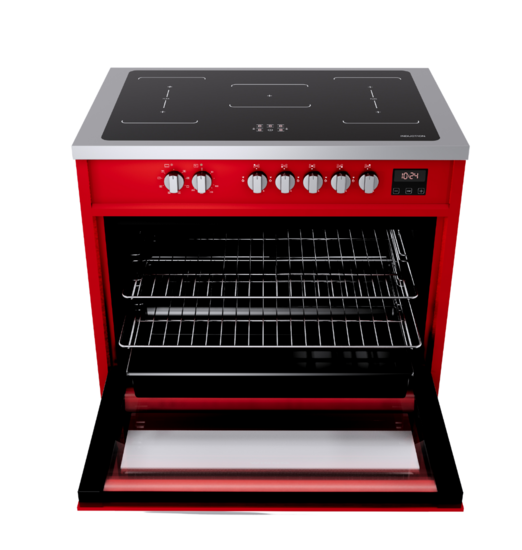 Wiggo WIO-E921A(RX) - Freestanding - Induction - Oven - 90cm - Red Inox