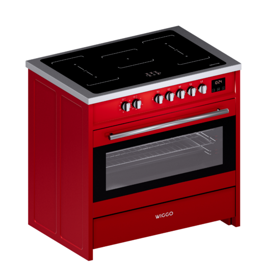 Wiggo WIO-E921A(RX) - Freestanding - Induction - Oven - 90cm - Red Inox