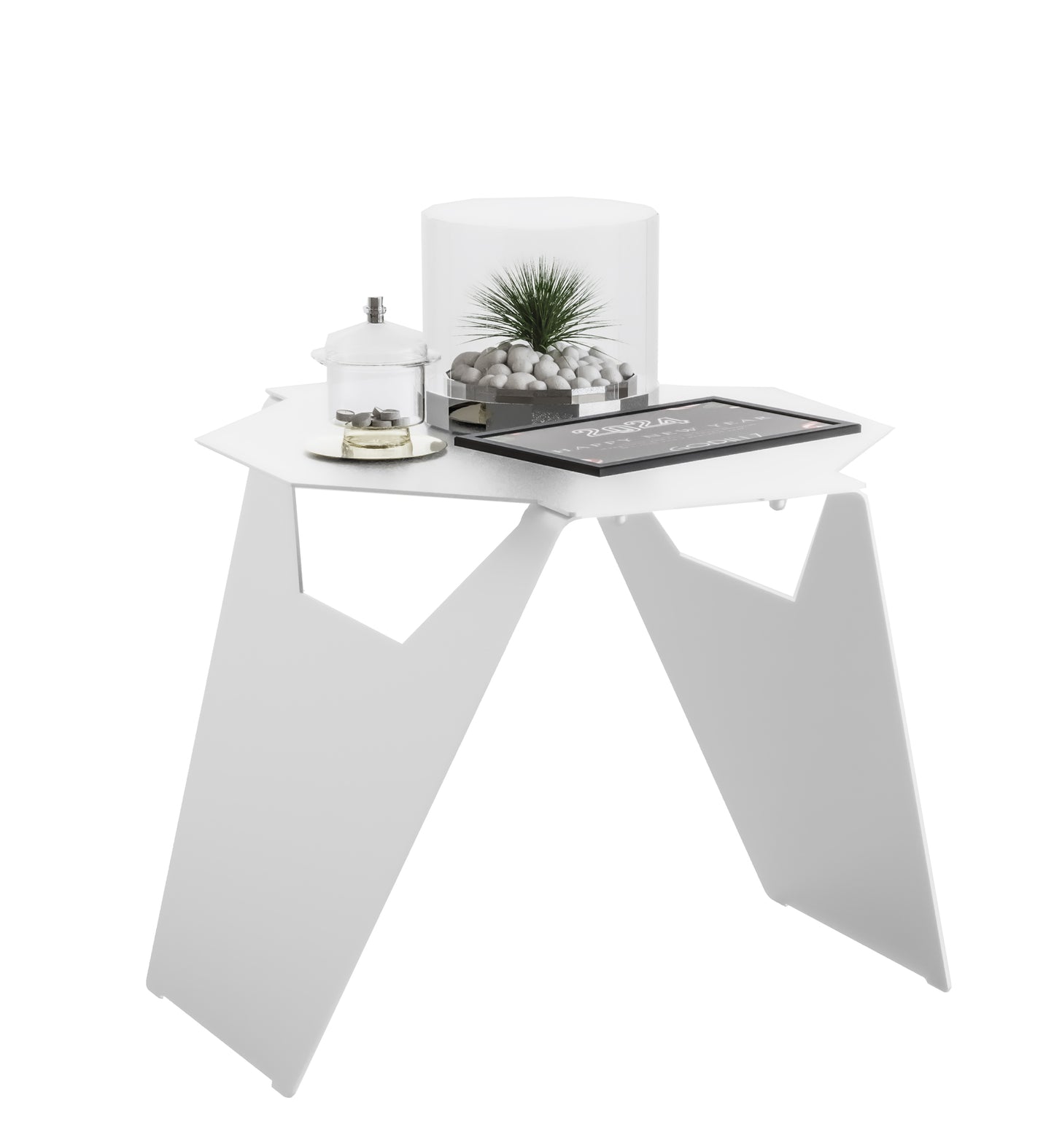 Gorillz Hive Bijzettafel - Moderne Salontafel - koffietafel - Metaal - Design- Wit